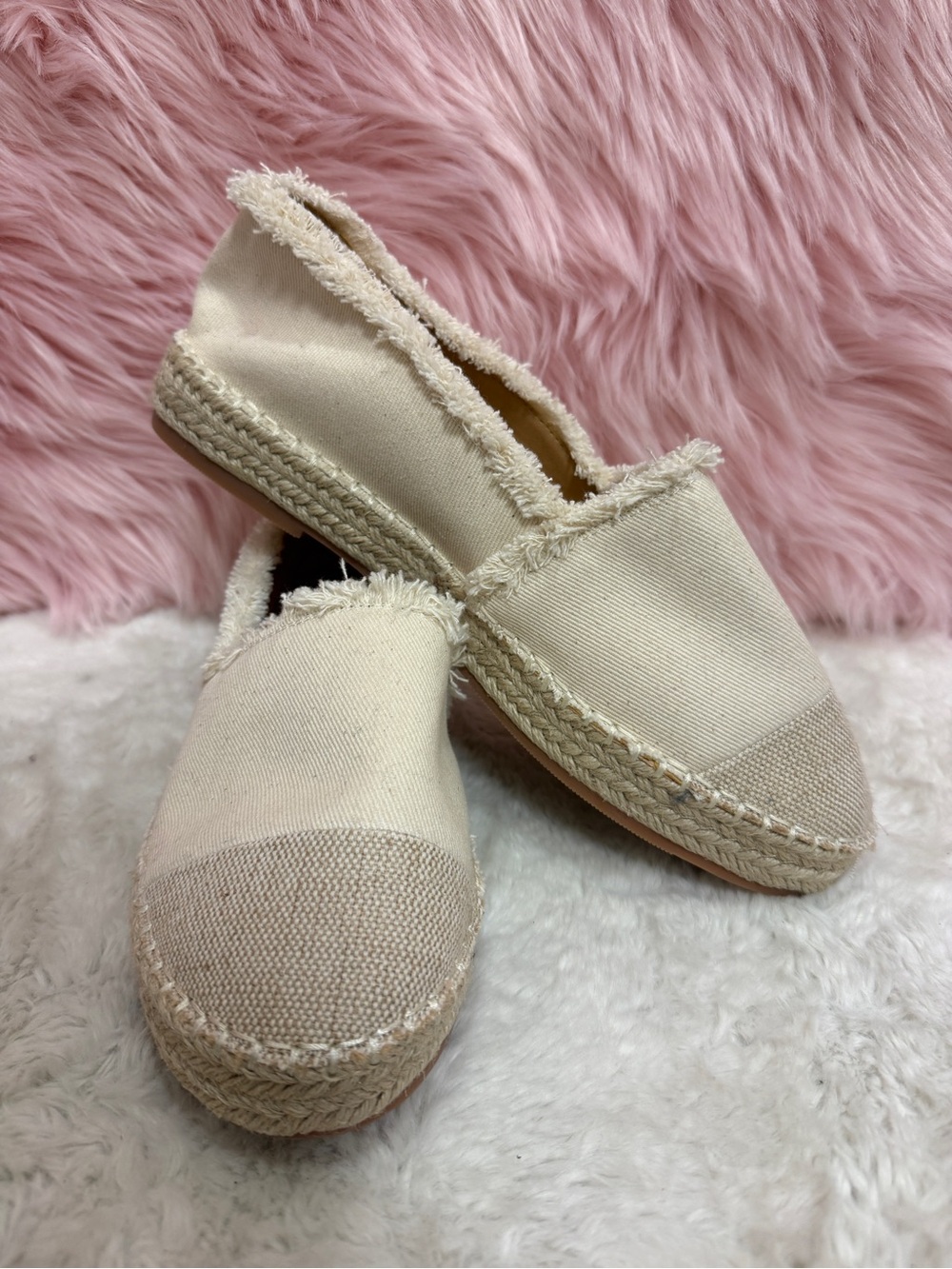 Canvas Espadrille Slip-Ons in Cream